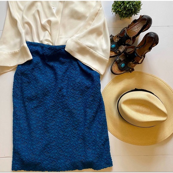 Moulinette Soeurs Turquoise Pencil Skirt Sz 6 - Picture 11 of 13